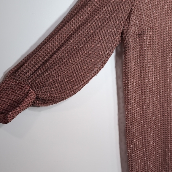 Adrianna Papell | Pink Patterned Textured Sheer Tunic Long Sleeve Top Size XL 1X - Picture 3 of 11